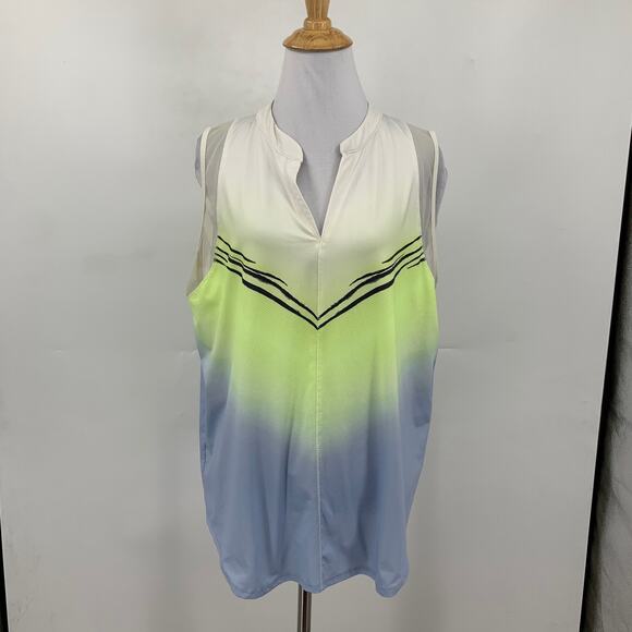 Lucky In Love Tank Top Womens XL Extra Large Wild Ombre Mesh Panel Sleeveless - Picture 2 of 13